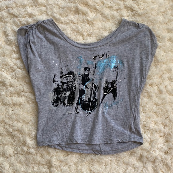 Guess Tops - Vintage Grey Guess Band Crop Top Size Small